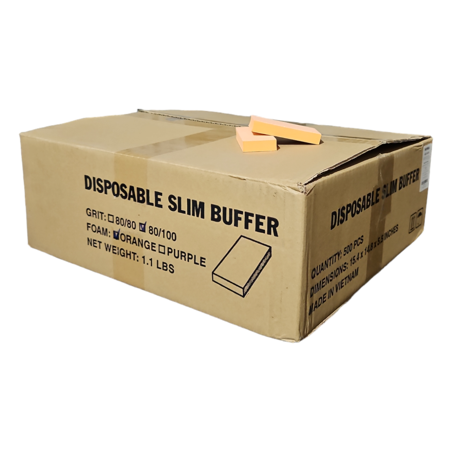 Monika Slim Nail Buffer Orange White 80/100 500 pc #MB03