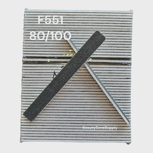 Nail File Square 7" 80/100 White Black 50 pc F551