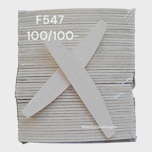 Nail File Zebra Grit 100/100 Half Moon 50 pcs #F547