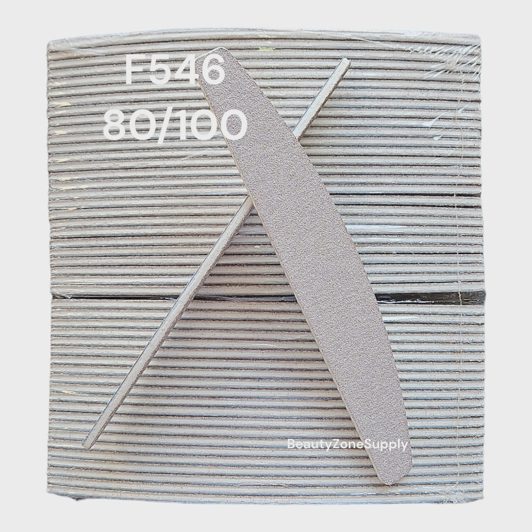 Nail File Zebra Grit 80/100 Half Moon 50 pcs #F546