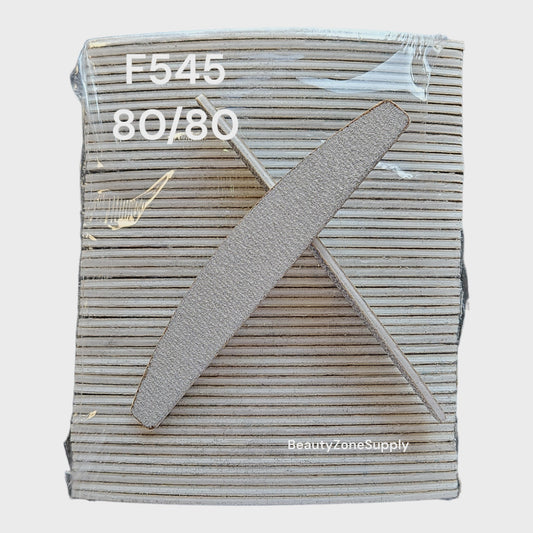 Nail File Zebra Grit 80/80 Half Moon 50 pcs