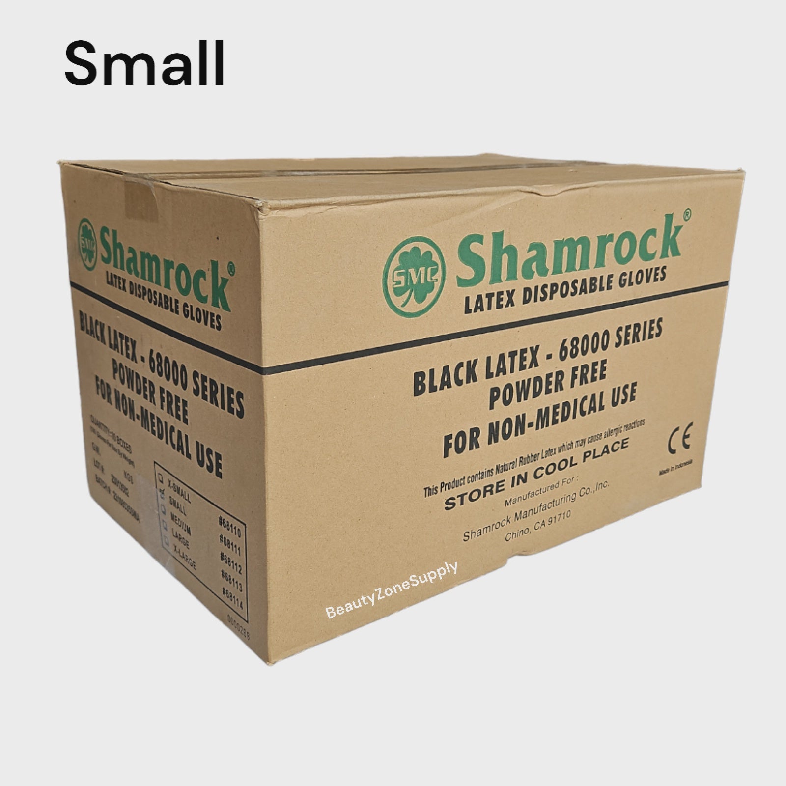 Shamrock Latex Gloves powder free Case 10 box Black - BeautyzoneNailSupply