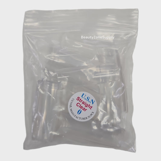 USN Straight Clear Nail Tips Refill – 50 Piece Bag