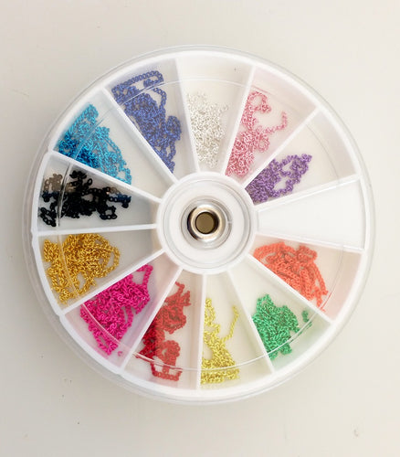 Nail Art 12 Color Metal Chains Mixed Color Wheel-Beauty Zone Nail Supply