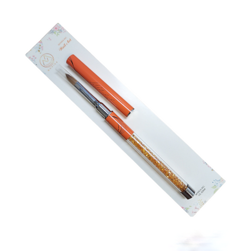 Acrylic Nail brush Art 3d Orange diamond Handle Size 8