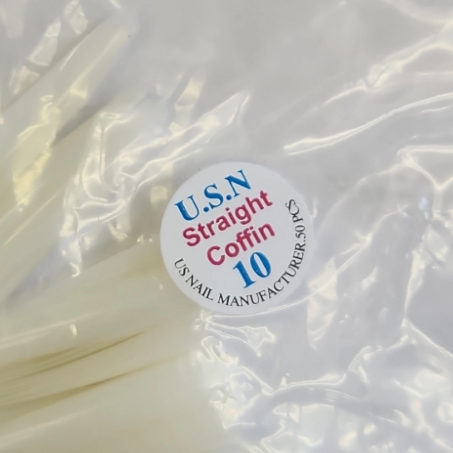 USN Straight Coffin Natural Nail Tips Refill – 50 Piece Bag