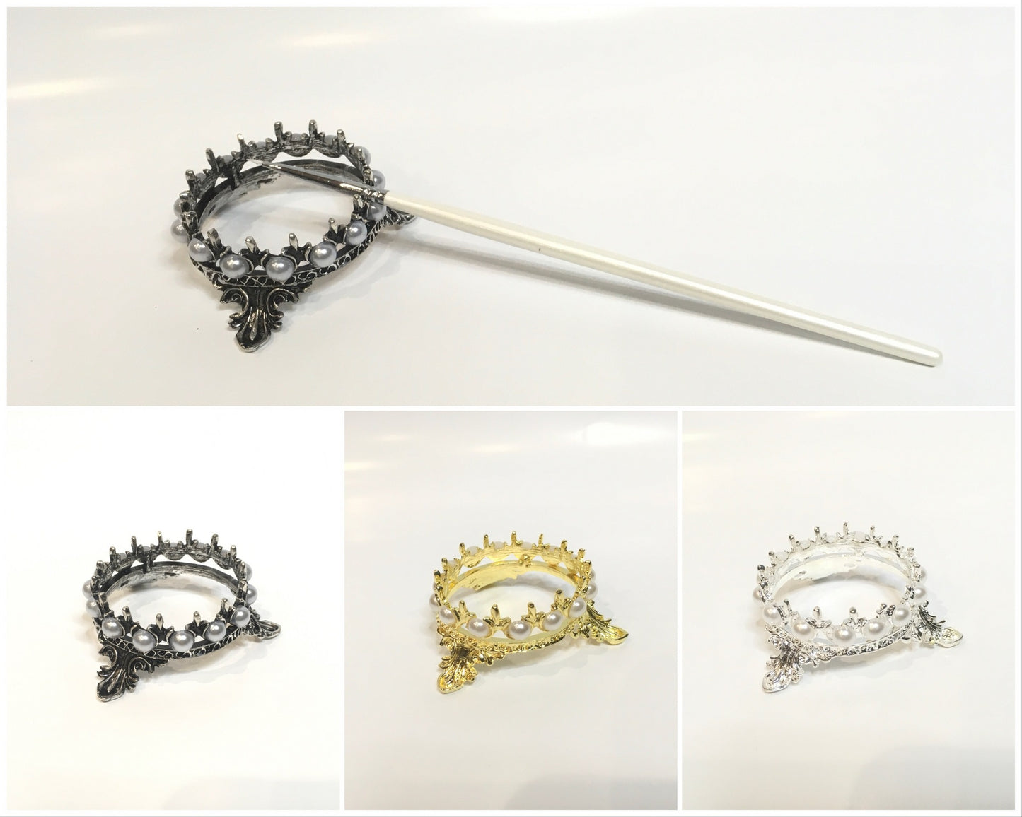 Metal Grown Design Brush Holder-Beauty Zone Nail Supply