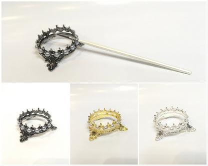 Metal Grown Design Brush Holder-Beauty Zone Nail Supply
