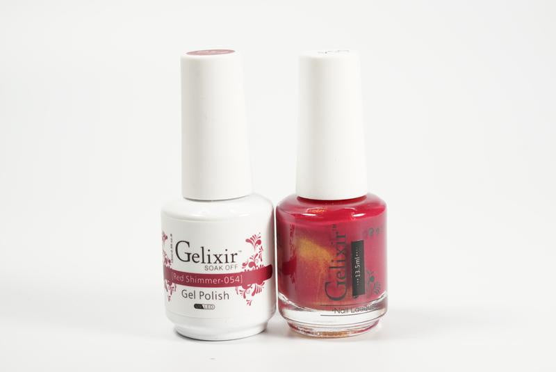 Gelixir Duo Gel & Lacquer Red Shimmer 1 PK #054-Beauty Zone Nail Supply