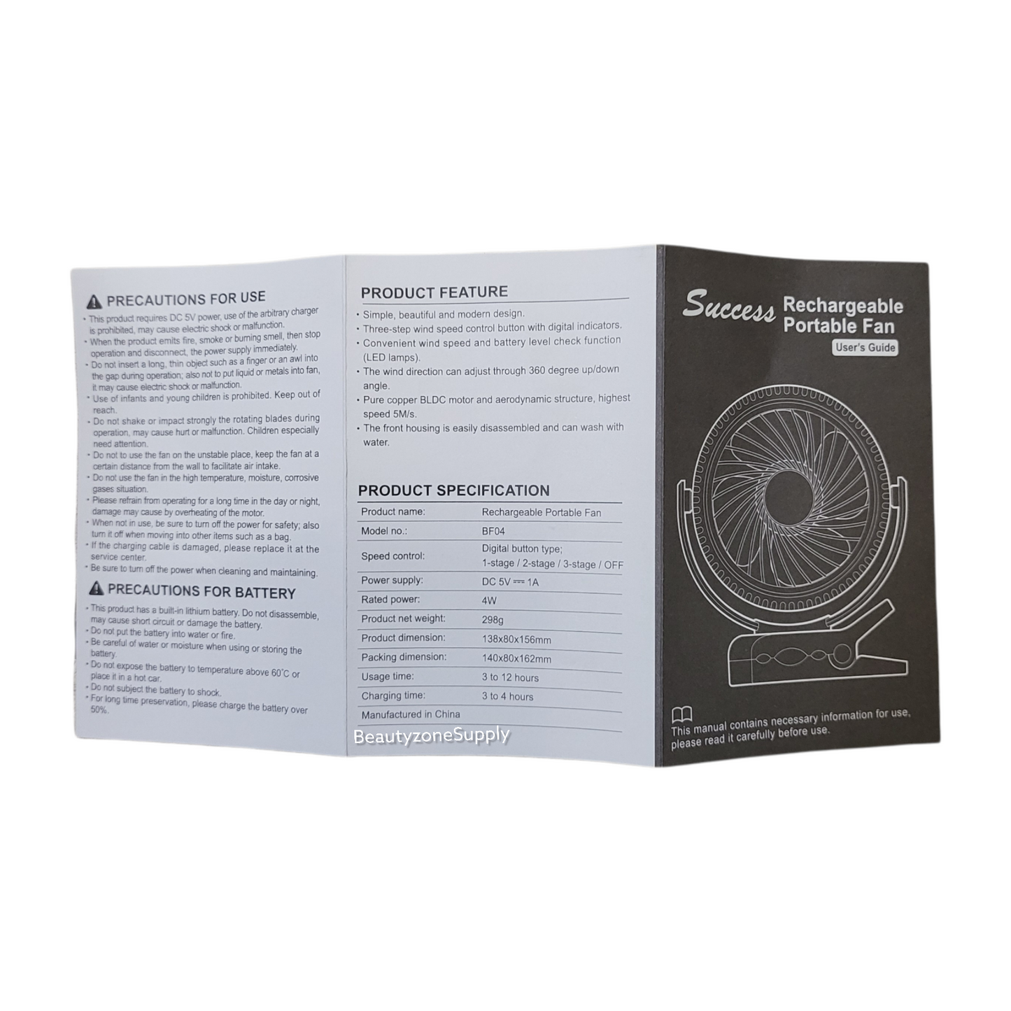 BF01 Rechargeable Mini Table Nail Fan Black