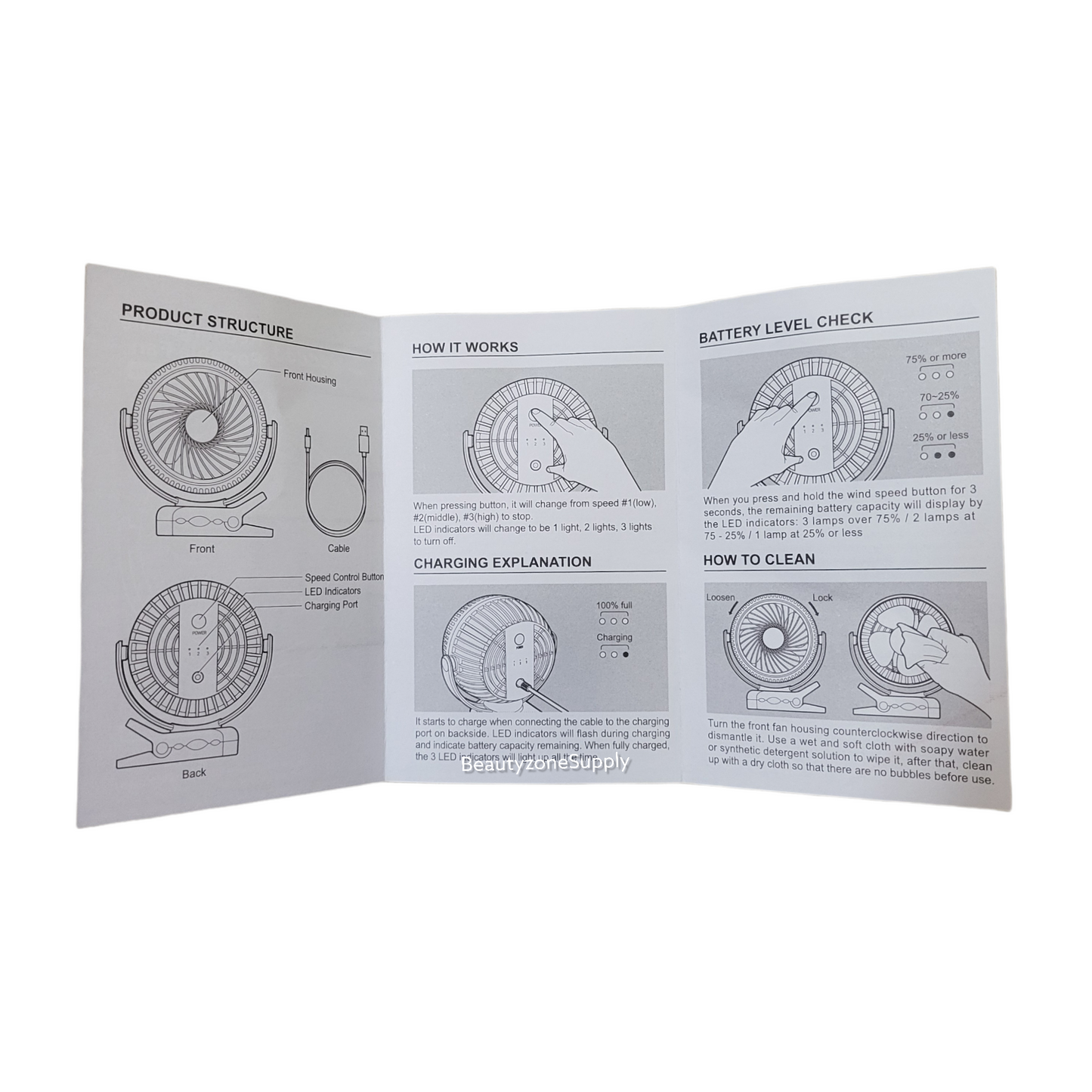 BF01 Rechargeable Mini Table Nail Fan Black