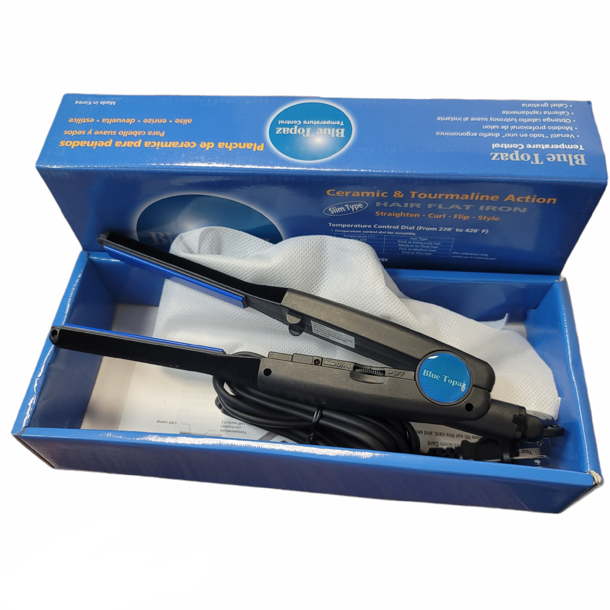 Blue Topaz ceramic tourmaline Hair Flat Iron 1 2