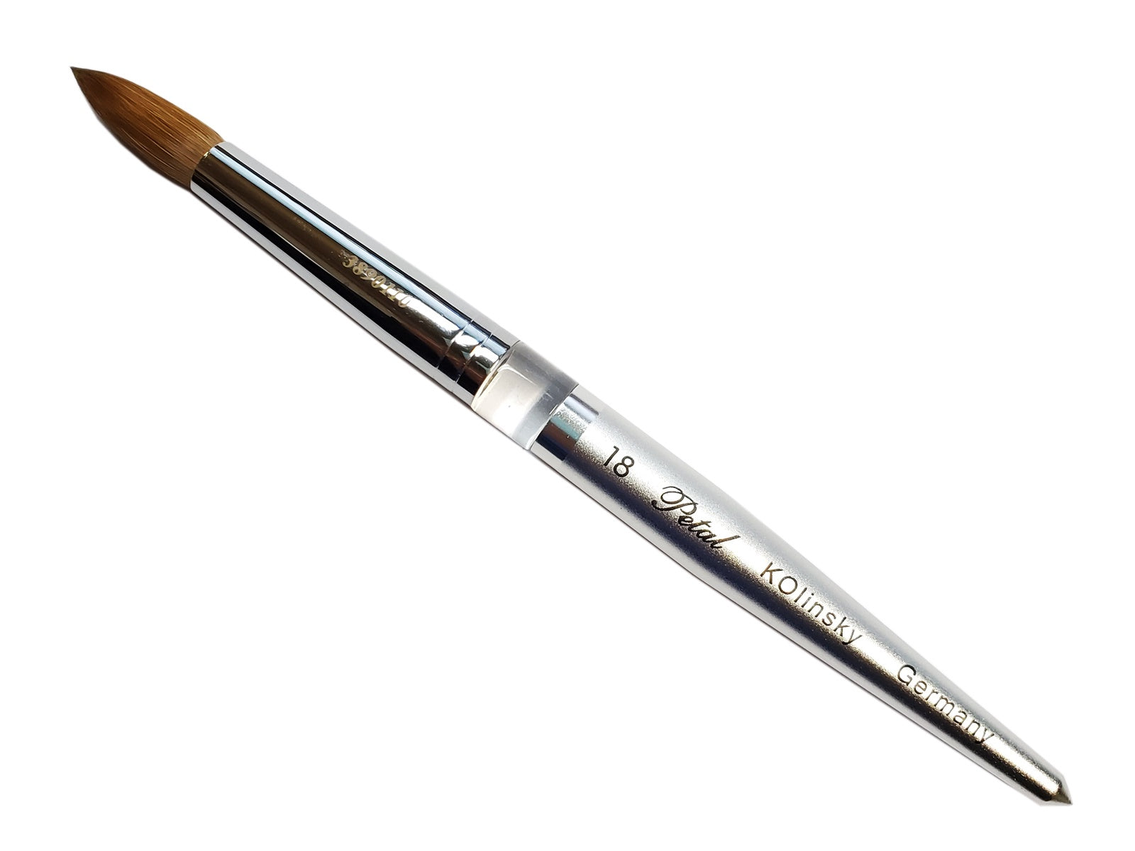 Petal kolinsky acrylic nail brush silver size 18 - BeautyzoneNailSupply