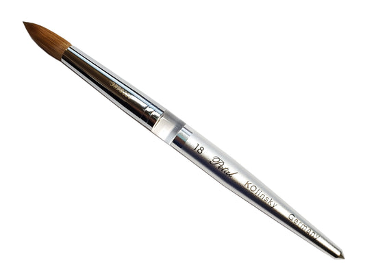 Petal kolinsky acrylic nail brush silver size 18 - BeautyzoneNailSupply