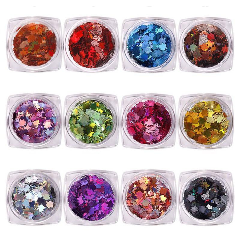Maple Leaf Sequins Laser Nails Art Glitters Thin Flakes Nail Art 12 colors-Beauty Zone Nail Supply