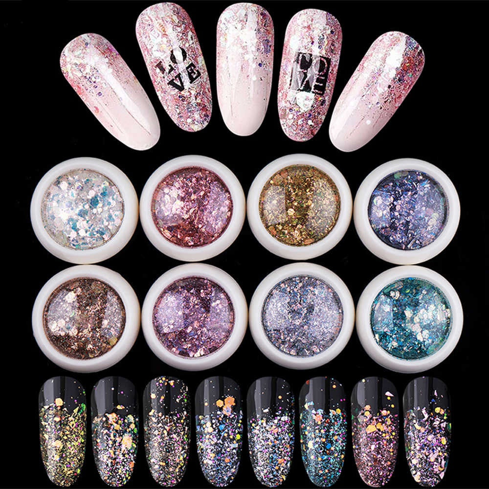 Mermaid Glitter Flakes Sparkly 3D Hexagon Colorful Sequins Nail Art