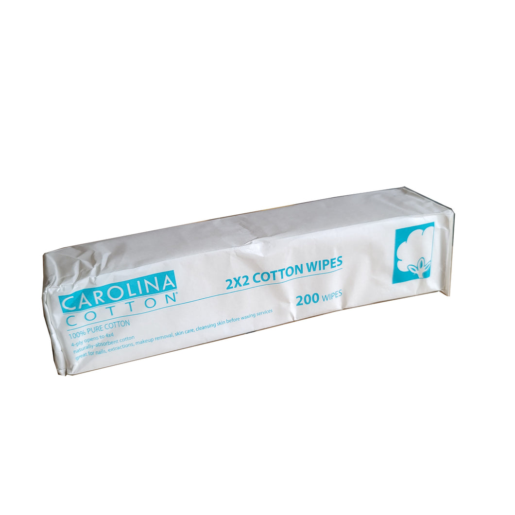 Carolina Cotton Wipe 2 x 2 200/sleeve Pack #407102-Beauty Zone Nail Supply