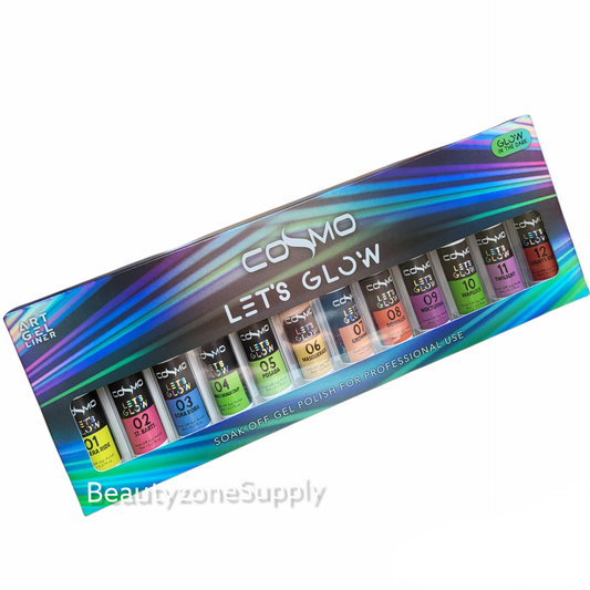 Cosmo Gel Art Nail Let's Glow Set 12 Bottle