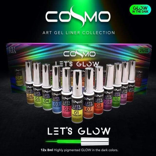 Cosmo Gel Art Nail Let's Glow Set 12 Bottle
