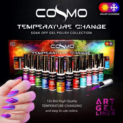 Cosmo Gel Art Nail Temperature Change Set 12 Bottle