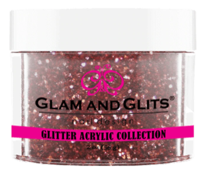 Glam & Glits Glitter Acrylic Powder (Glitter) 2 oz Rose Copper- GAC14-Beauty Zone Nail Supply
