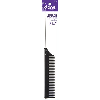 Diane 8" Steel Pin Tail comb Black D41