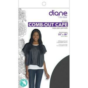Diane Adjustable Neck Tie Comb-Out Cape 32" X 26" Black Vinyl DTA005