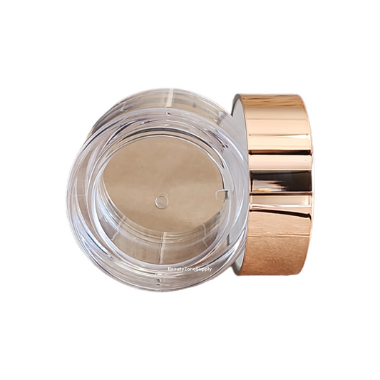 Double Wall Plastic Jars 2 oz High Cap Chromed Gold PB02G