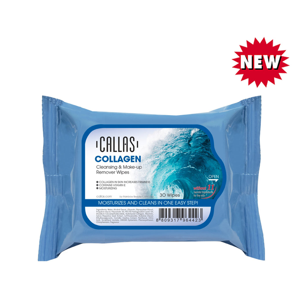 Callas Cleansing & Make-up Remover Collagen 30 Wipes Blue-Beauty Zone Nail Supply