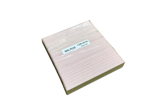 Nail File Jumbo 80/100 Pink White 50 pc #F060-Beauty Zone Nail Supply