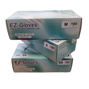 EZ Gloves Powder free Latex Examination Gloves Case 10 box