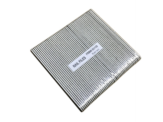 Nail File Regular 7" 80/100 White Black 50 pc #F044-Beauty Zone Nail Supply