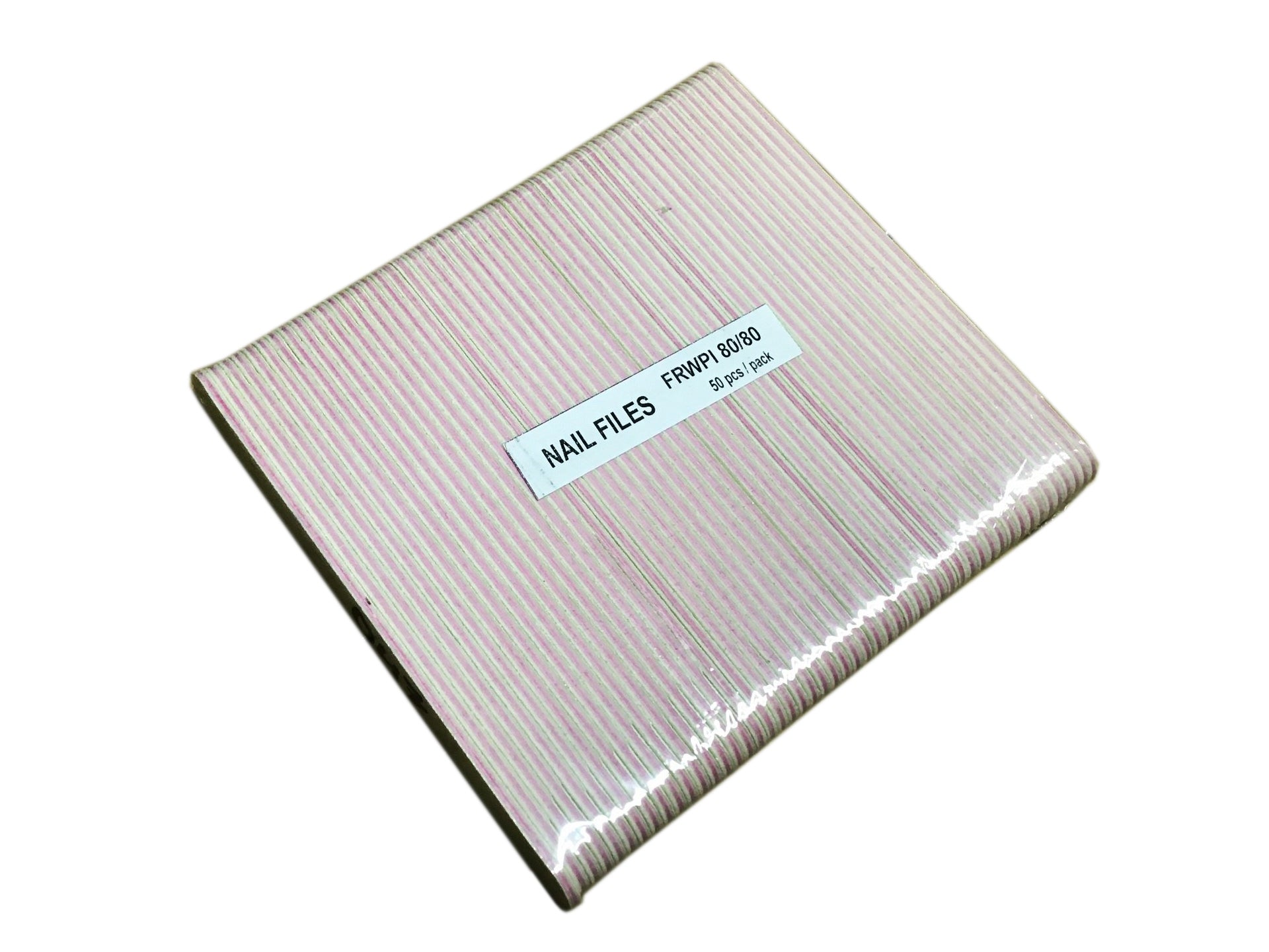 Nail File Regular 7" 80/80 Pink White 50 pc #F047-Beauty Zone Nail Supply