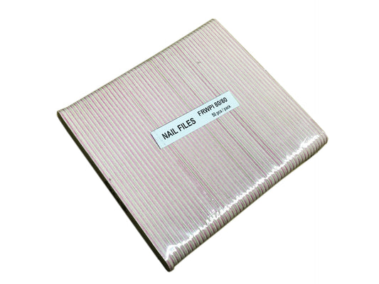 Nail File Regular 7" 80/80 Pink White 50 pc #F047-Beauty Zone Nail Supply