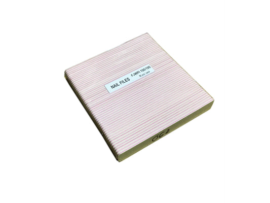 Nail File Jumbo 100/100 Pink White 50 pc #F062-Beauty Zone Nail Supply