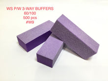 Load image into Gallery viewer, Nail Buffer Block 3 way Purple White Grit 60/100 500 pc #W9-Beauty Zone Nail Supply