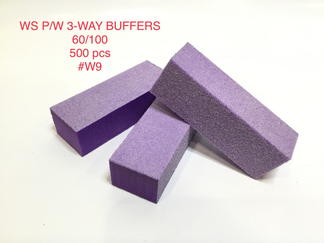 Nail Buffer Block 3 way Purple White Grit 60/100 500 pc #W9-Beauty Zone Nail Supply