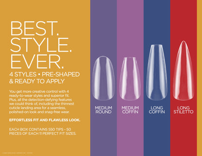 Gelish Soft Gel Tips Long Stiletto 550 ct #1168097-Beauty Zone Nail Supply