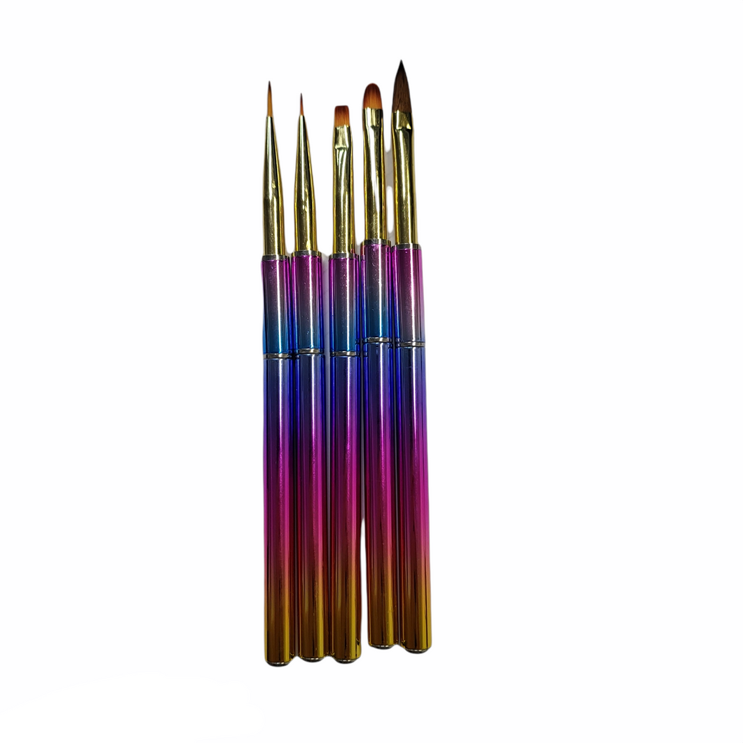 GB1004 Nail Art Brush (5pcs/set) Rainbow handle