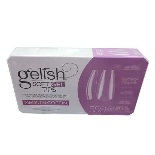 Gelish Soft Gel Tips Medium Coffin 550 ct #1168098-Beauty Zone Nail Supply