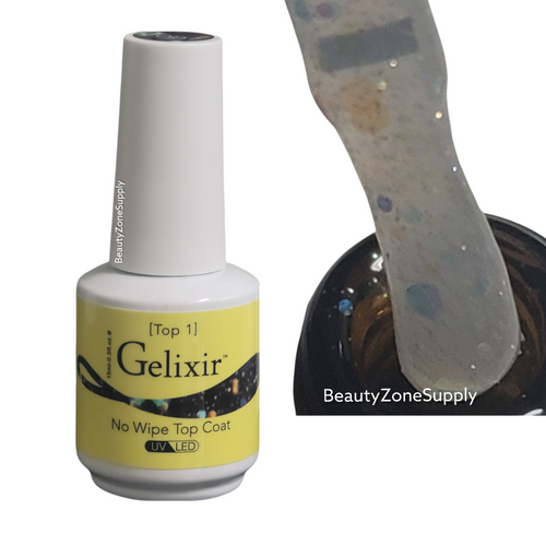 Gelixir Top Coat No-wipe With Glitters (Top 1) 15 mL / 0.5 oz