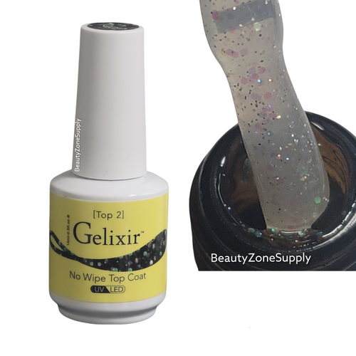 Gelixir Top Coat No-wipe With Glitters (Top 2) 15 mL / 0.5 oz