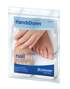 HandsDown Nail Wipes Lint-free non-woven fabric 2"x2" 200/BG #42800