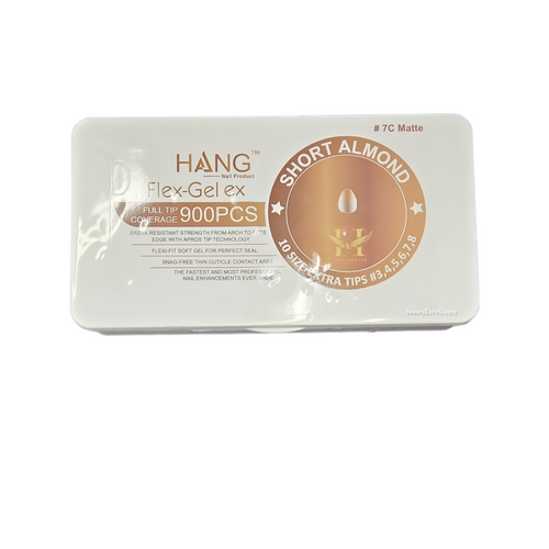 Hang Gel x Tips Almond Short 900 ct / 12 Size #7C Matte