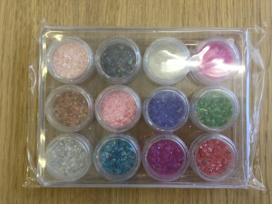 Lamour Nail Art Crushed Shell Set 12 Color-Beauty Zone Nail Supply