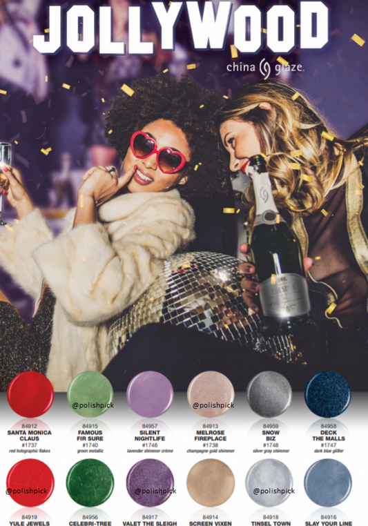 China Glaze Jollywood Holiday 2020 - Full Set 12 pcs Nail Lacquer 0.5oz-Beauty Zone Nail Supply