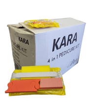 Load image into Gallery viewer, Kara Pedicure Kit 4 Yellow (Pumice-Buffer-File-Toe) 200 set #KA1