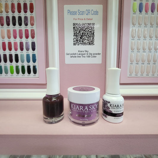 Kiara Sky Gel polish Lacquer & Dip powder whole line Trio 106 Color Free Ship!