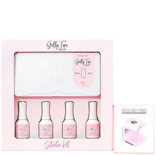 Kiara Sky Gelly Tips Starter Kit Square Short With Flash cure LED #GK09