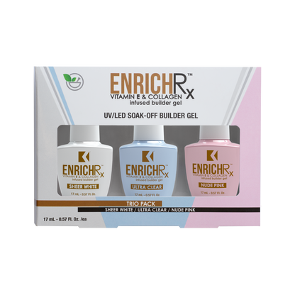Kupa GelFinity EnrichRx Builder Gel Trio Pack Ultra Clear, Sheer White & Nude Pink